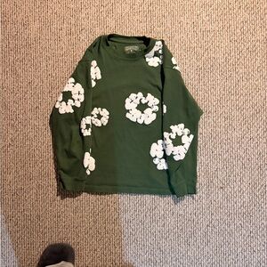 GREEN DENIM TEARS MONO WREATH SWEATER